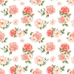 Seamless radiant pink rose blooms soft pattern