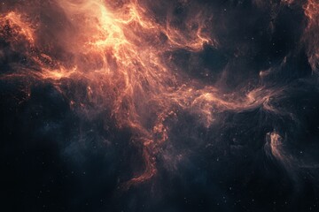 Fototapeta premium Abstract cosmic background with fiery red nebulae and stars.
