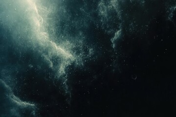 Abstract cosmic background with white nebulae and faint stars.