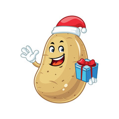 Potato Christmas Cartoon Character.