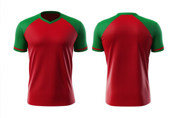 red and green jersey template for team club, jersey sport, front and back, Tshirt mockup sports jersey template design for football soccer, racing, gaming, sports jersey