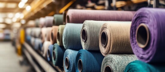 Row rolls fabric factory are arranged neat orderly Industrial cotton