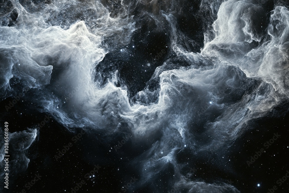 Aufkleber abstract cosmic nebula with swirling clouds of gas and dust against a starry background.