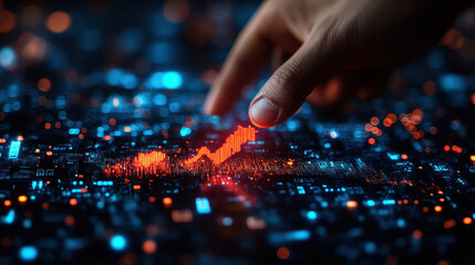 Businessman Pointing Up with Increase Arrow