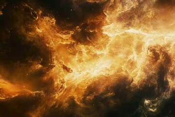 Fototapeta premium Abstract fiery nebula with swirling clouds of gas and dust in space.