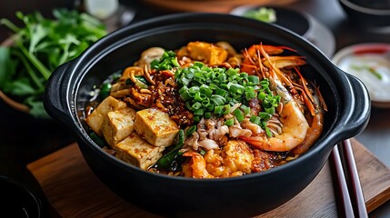 Spicy Tofu and Seafood Hot Pot