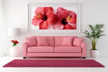 mock up poster frame in modern interior background, living room, Scandinavian style, 3D render, 3D illustration