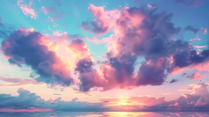 Soft clouds reflecting the colors of a beautiful sunset.