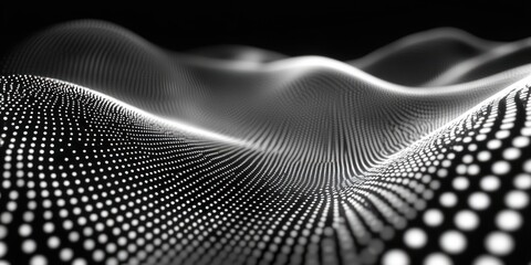 Abstract digital wave pattern on black background.