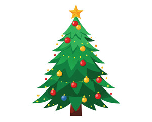 Christmas tree decorated with light vector merry christmas