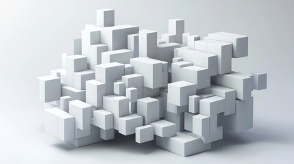 Obraz premium Layered 3D Geometric Cube Blocks in Minimalist Architectural Composition