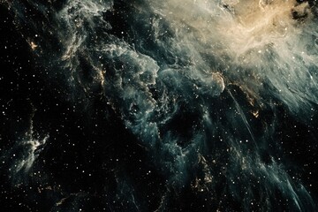 Fototapeta premium Cosmic Nebula with swirling gas clouds and scattered stars.