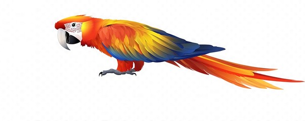 Obraz premium Vibrant macaw parrot with radiant red, orange, and yellow feathers isolated on transparent background for exotic designs ,