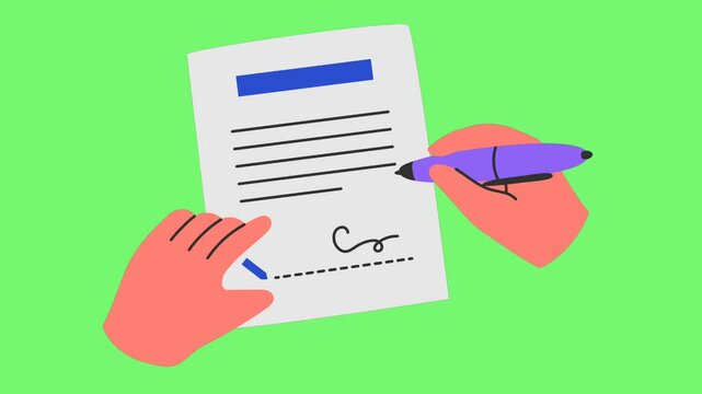 green screen animation sign the file for business
