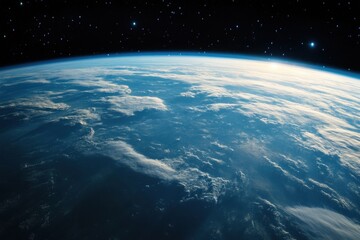 Earth from space with clouds and stars. (1)