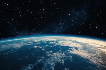 Fototapeta premium Earth from space with stars and Milky Way.