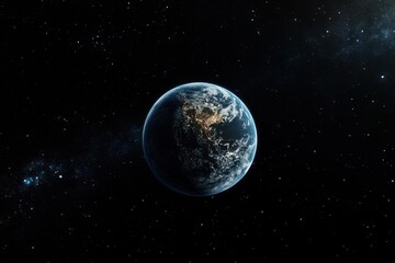 Obraz premium Earth from space with stars in the background.