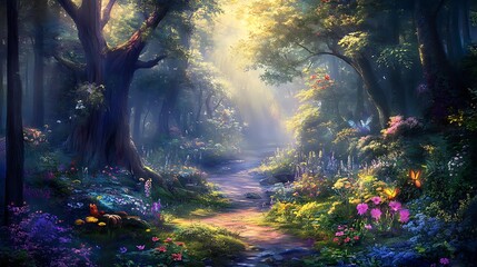 Enchanted Library with a Mysterious Portal