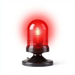 Obraz premium Red Emergency Warning Light against a Plain White Background