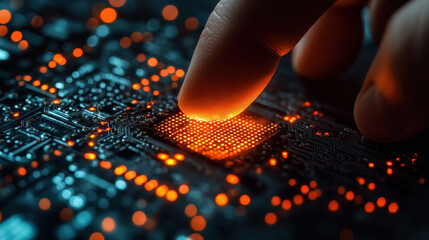 Businessman Hand Using Authentication System with Biometric Technology