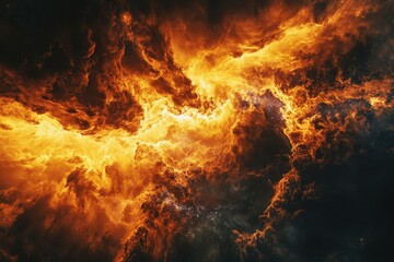 Fototapeta premium Fiery abstract clouds with swirling and glowing patterns.