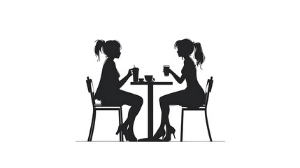 Two Women Enjoying Coffee at a Cafe