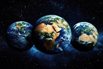 Fototapeta premium Three Earths in Space.