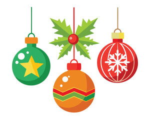 hanging christmas ornamnet , christmas ball , vector illustration