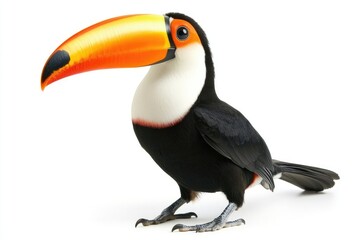 Naklejka premium A vibrant toucan with a large orange beak