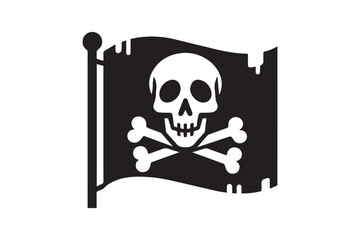 pirate ship flag vector silhouette isolated in white background