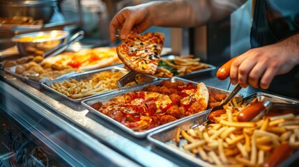 close-up photo of food truck window presentation serving