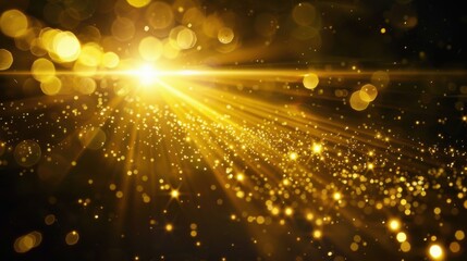 A decorative bright yellow lens flare radiating energy in a dark space, creating a striking and luminous flash effect.

