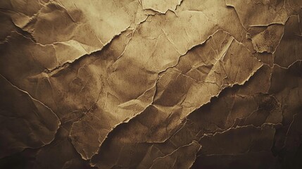 Fototapeta premium Wrinkled vintage paper, natural sepia tones, realistic retro finish, 8k texture