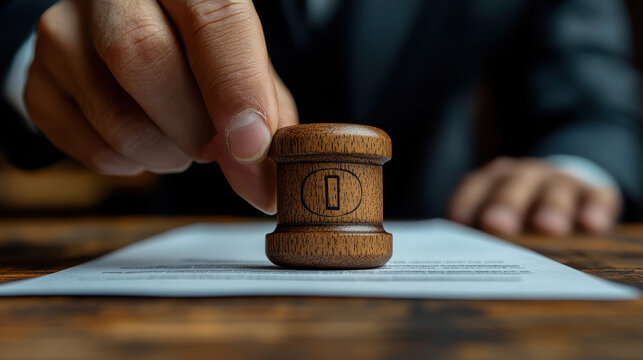Businessman Using Rubber Stamping on Paper with Corrections