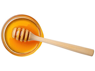 Golden Honey in Glass Jar with Wooden Dipper