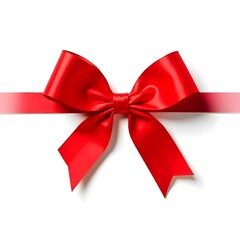 Fototapeta premium ribbon, bow, red, loop, tied, perfect, decoration, gift, festive, isolated, background, white, elegant, holiday, Christmas, wrapping, present, decorative, beautiful, glossy, shiny, festivebow, 