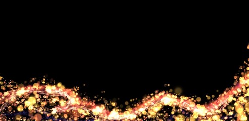 Bokeh light background. Shining glowing confetti, transparent gold sparkle or glitter effect. Lights effect Christmas powder Light magic shining gold dust. Png