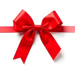 Fototapeta premium ribbon, bow, red, loop, tied, perfect, decoration, gift, festive, isolated, background, white, elegant, holiday, Christmas, wrapping, present, decorative, beautiful, glossy, shiny, festivebow, 