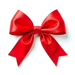 Fototapeta premium ribbon, bow, red, loop, tied, perfect, decoration, gift, festive, isolated, background, white, elegant, holiday, Christmas, wrapping, present, decorative, beautiful, glossy, shiny, festivebow, 