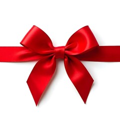 Fototapeta premium ribbon, bow, red, loop, tied, perfect, decoration, gift, festive, isolated, background, white, elegant, holiday, Christmas, wrapping, present, decorative, beautiful, glossy, shiny, festivebow, 