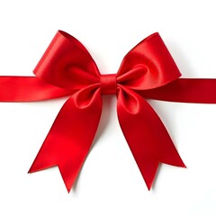 Fototapeta premium ribbon, bow, red, loop, tied, perfect, decoration, gift, festive, isolated, background, white, elegant, holiday, Christmas, wrapping, present, decorative, beautiful, glossy, shiny, festivebow, 