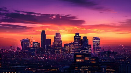 Fototapeta premium Stunning City Skyline at Sunset