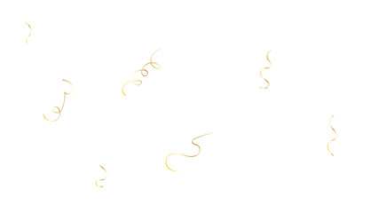 Falling shiny gold confetti. Glitter confetti frame on long background. Anniversary celebration banner. Bright festive tinsel. Birthday party. Holiday design elements. Vector illustration