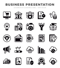 Business Presentation Icons Pack. Lineal Filled icons set. Lineal Filled icon collection set.