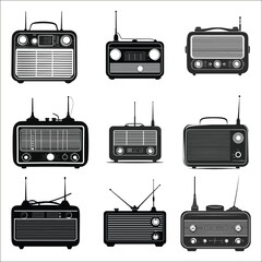 Radio Silhouette Bundle Set, Radio Casette Silhouette
