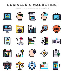 Business & Marketing icons Pack. Lineal Color icons set. Business & Marketing collection set.