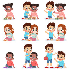 Boy Helping Friend Applying Wound Band Aid