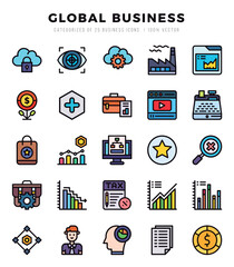 Global Business Icon Bundle 25 Icons for Websites and Apps