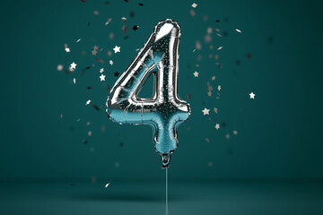 Fototapeta premium Silver 4 Year Anniversary balloon isolated