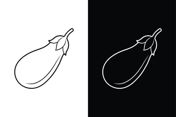 Fresh Eggplant Line Art Vector. Perfect for Homegrown Produce Designs